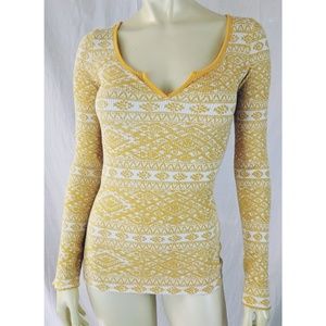 Lucky Brand Waffle Knit Top XS Cotton Stretch Knit